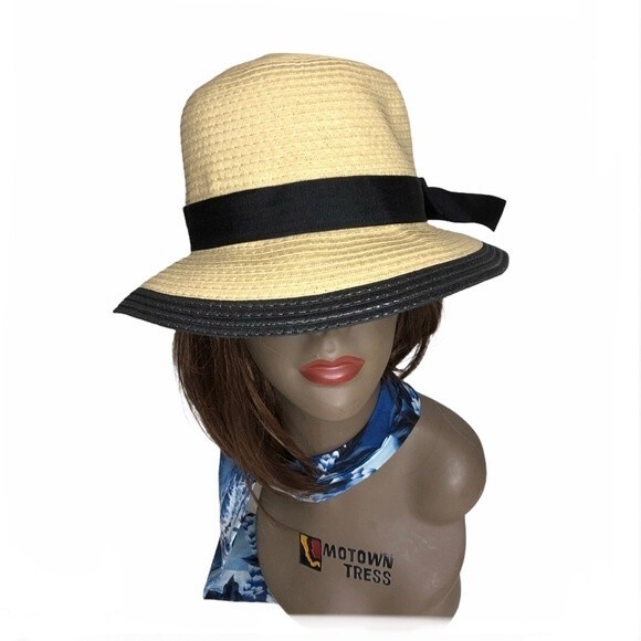 Straw Summer Hat Medium Brim 100% Paper OS - Picture 1 of 5